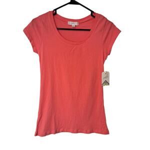 Glits Womens Pullover Cap Sleeve Scoop neck Basic T shirt Orange Medium‎